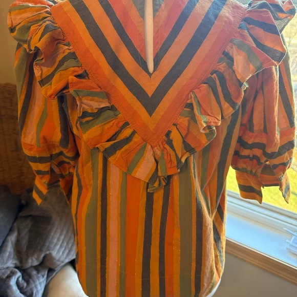 Ulla Johnson Multicolor Striped Ruffle Blouse - Picture 3 of 5